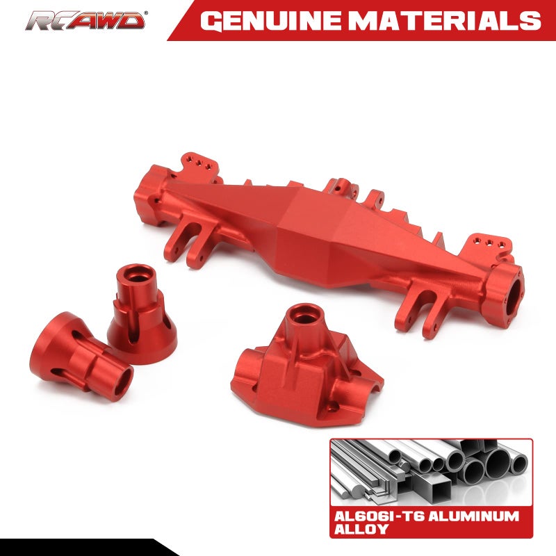 RCAWD Rear Axle Housing Cover Case Set LOS242030 for Losi 1/8 LMT Red - Image 3